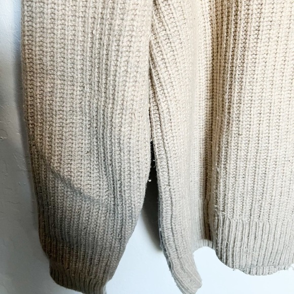All Saints Ribbed Crewneck Oversized Knit Sweater Wool Small Tan Khaki Classic - Picture 6 of 9